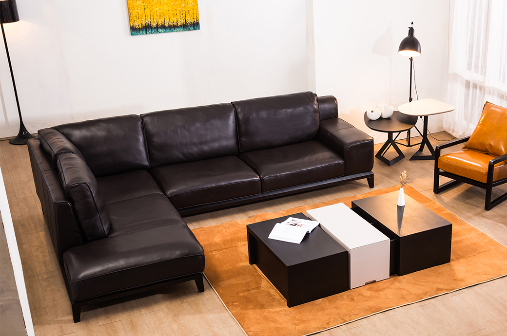 【casa clover】现代风格 进口头层黄牛皮沙发 三人位 右贵妃 sd1518